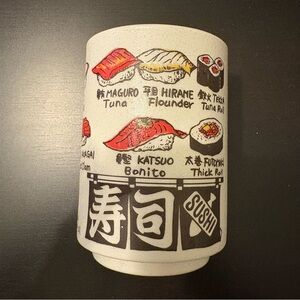 Japanese Sushi Fish Kanji Ceramic Teacup Cup Mug